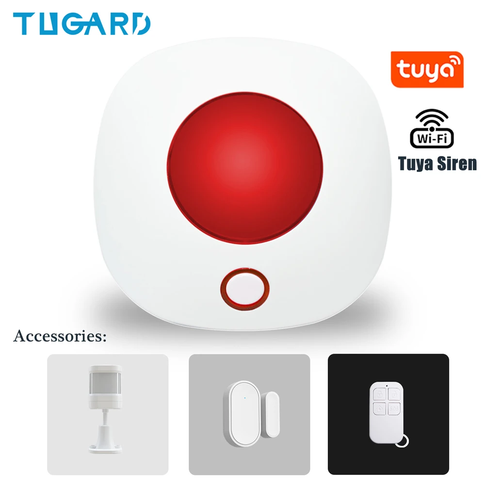 Tuya-sirena inalámbrica estroboscópica de 433MHz, bocina de alarma de 110dB, sistema de sonido de alarma antirrobo para seguridad del hogar