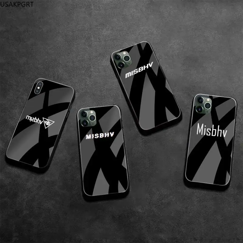 

KPUSAGRT Streetwear Misbhv Letter Bling Cute Phone Case Tempered Glass For iPhone 11 Pro XR XS MAX 8 X 7 6S 6 Plus SE 2020 case