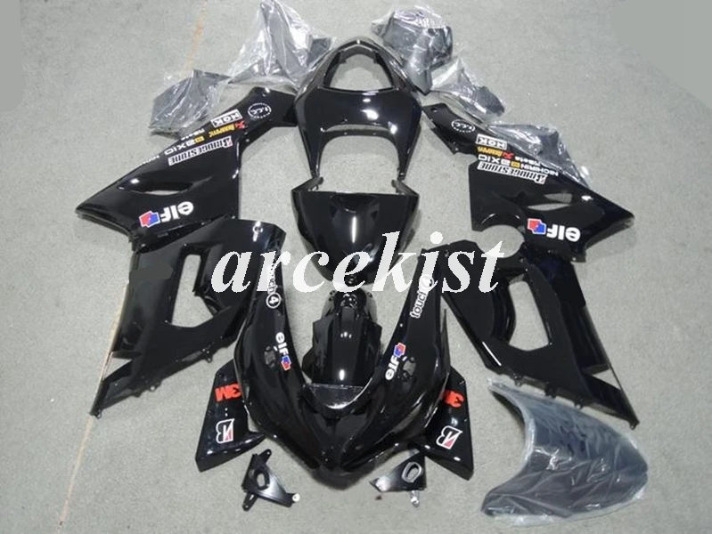 ABS мотоцикл обтекатели комплект подходит для kawasaki Ninja ZX6R 636 2005 2006 05 06 6R ZX-6R Кузов Набор на заказ белый черный - Цвет: black EIF