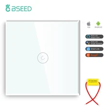 

Bseed Russia Smart 1 Gang Multi Control EU Standard Wifi Light Touch Switch Single Live Line 3 Colors With Crystal Glass Panel