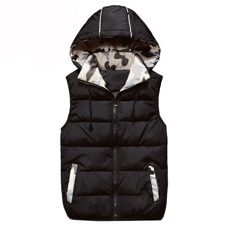 Хорошая новая мужская куртка без рукавов Veste Homme зимние модные повседневные пальто мужские с капюшоном мужской жилет размера плюс 5XL мужской женский