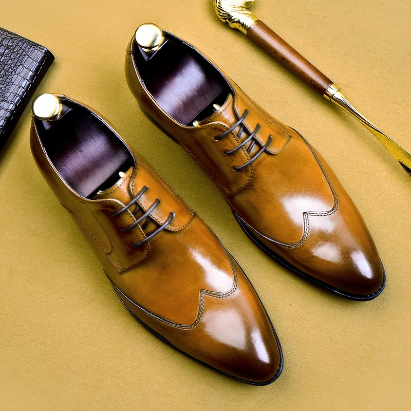 High Quality Handmade Oxford Dress Shoes Men Genuine Cow Leather