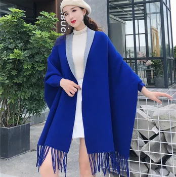 

Pashmina For Female Warm Reversible Scarves Solid Mantilla Shawls Oversize Capes Higabs Imitation Cashmere Echarpes Bufanda