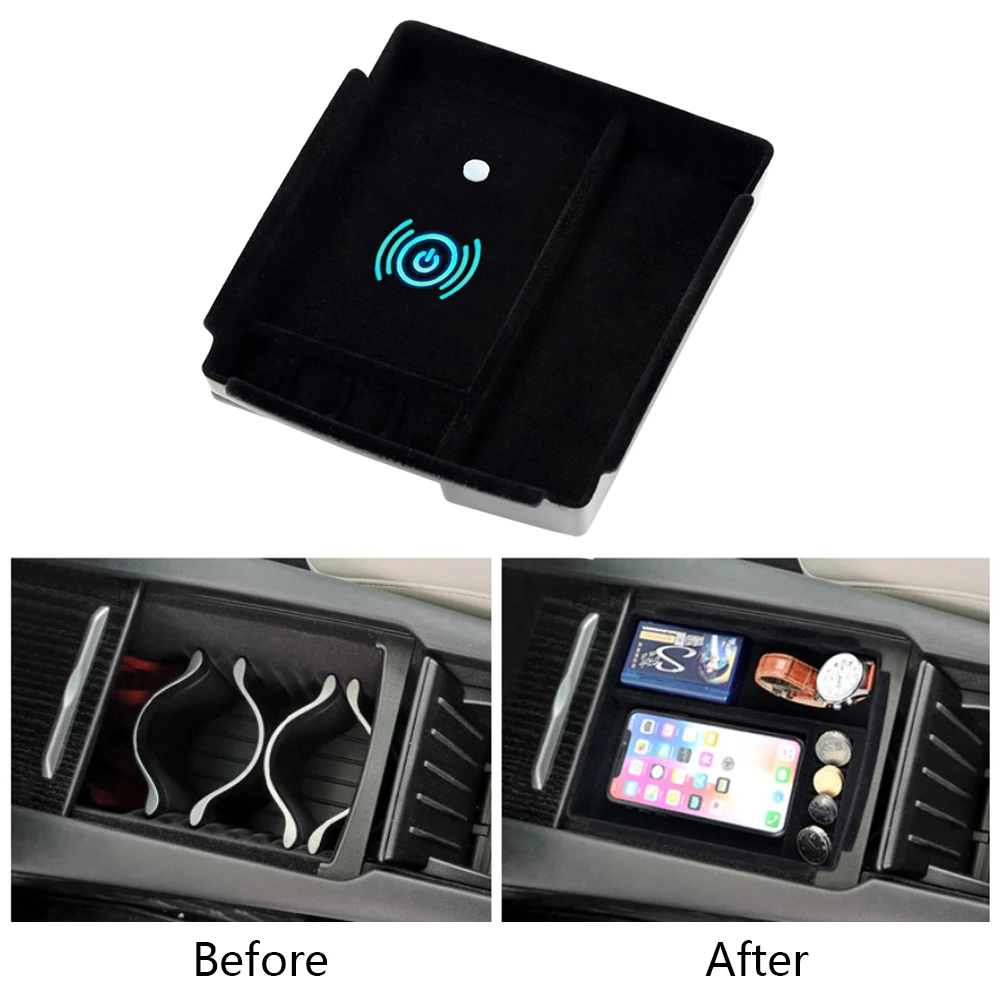 

Accessories Large Storage Box Center Console Armrest Car Wireless Charger Neatly Portable ABS Container For Tesla Model X S