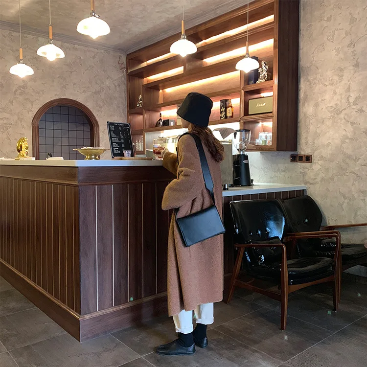 Женское пальто с плюшевым мишкой Abrigos Mujer Elegante, корейское пальто, одноцветное, длинное, двубортное, с широкой талией, пальто и куртки для женщин