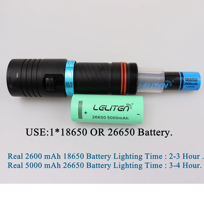 L2 White / Yellow Light Dive LED Flashlight Fishing Lantern Waterproof Flashlight Diving Torch Use 18650 OR 26650 Battery led flashlight,led flashlights,diving flashlight,outdoor flashlight