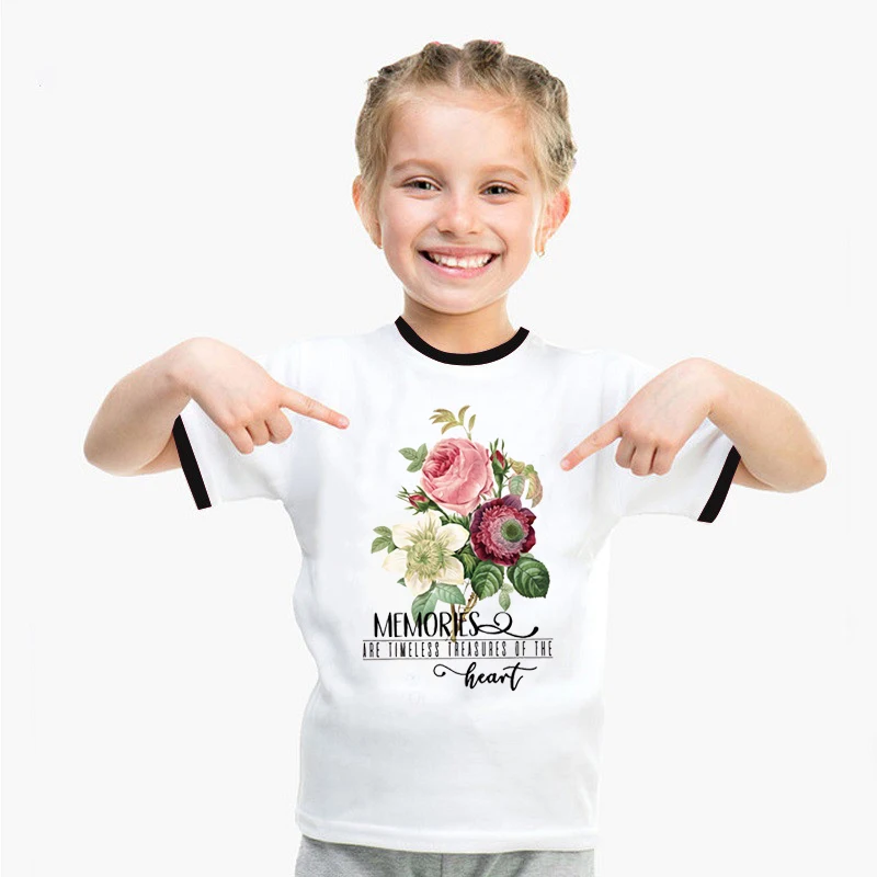 

Vintage flower butterflies bicycle love anchor print baby girls t-shirt lovely kids clothing summer white camiseta custom tshirt