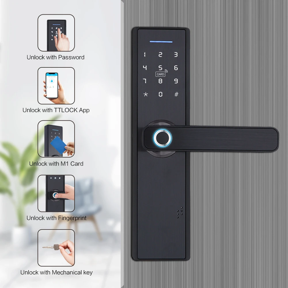 1pc Smart Door Lock Tt Lock Smart Door Lock Keyless Entry Door Lock  Fingerprint Door Lock