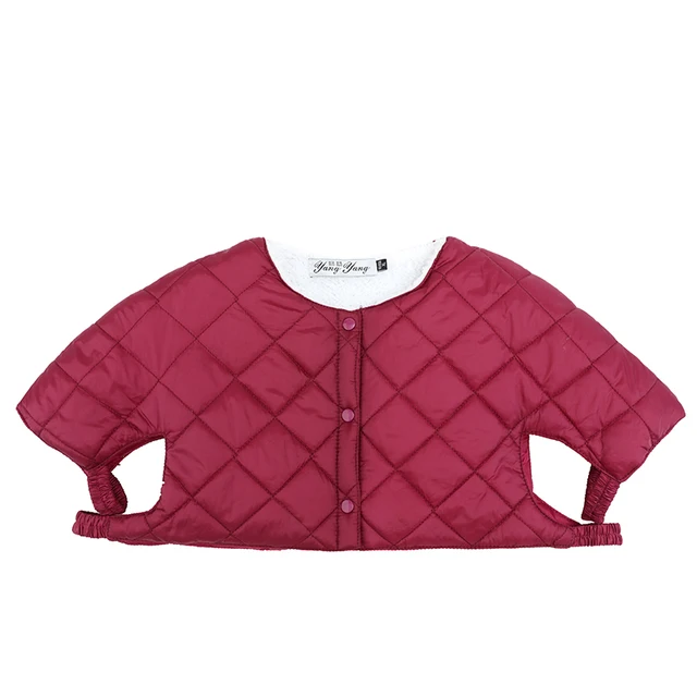 Winter Thicken Shoulder Pad Vest Women Red Black Quilted Short Puffer Waistcoat White Fleece Lining Warm Thermal Bolero Gilet yuanlingmeihong