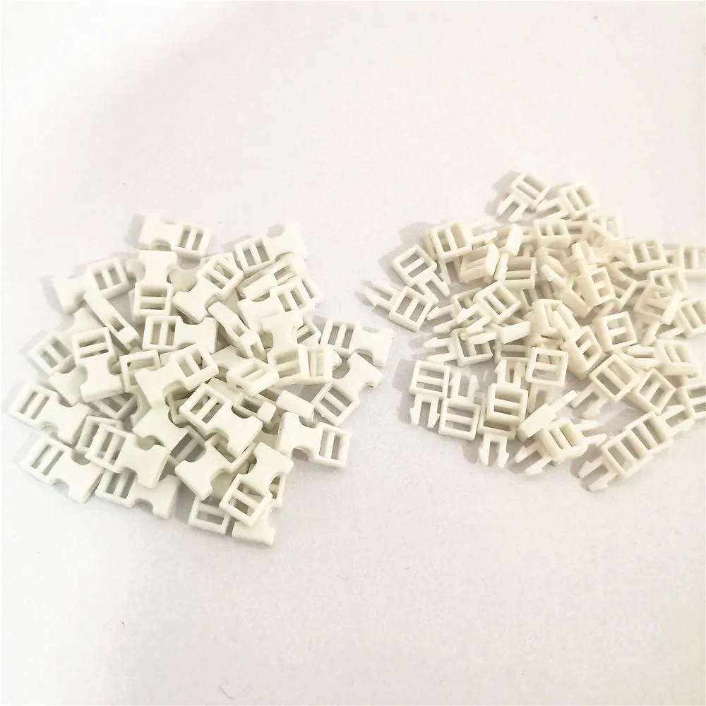 50sets Plastic Tiny 16x6mm Mini Belt Buckles Sewing DIY Patchwork Doll Clothes Adjustable Buttons Accessories Black White Clear
