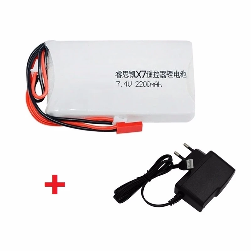 7,4 V 2200mAh 8C батарея+ зарядное устройство для Taranis Q X7 2,4G передатчик запасная деталь для радиоуправляемого дрона 2S перезаряжаемая батарея Lipo - Цвет: 1PCS BATTERY