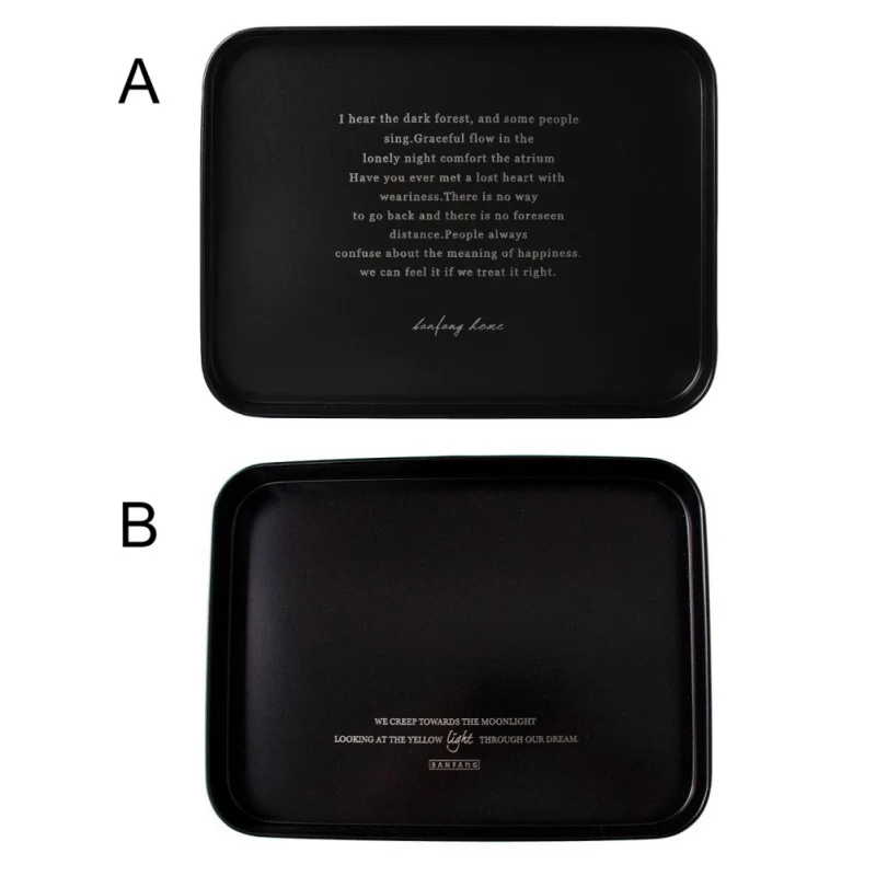 

Black Storage Tray Serving Tray With Teflon Coating Jewelry Tray Decorative Desktop Cosmetic Sundries Organier Easy To Clean