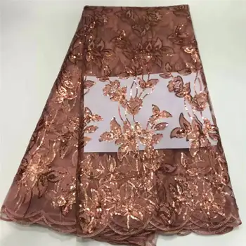 

African Sequins Lace Fabric 2019 Embroidered Nigerian Laces Fabrics High Quality French Tulle Lace Fabric For Women