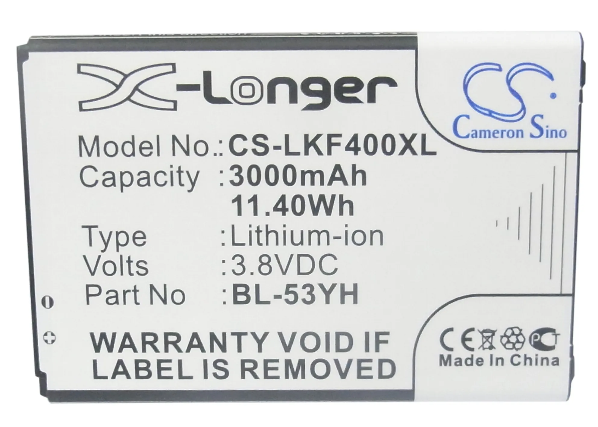 Аккумулятор Cameron Sino 3000 мАч для LG G3 Screen Liger D690 D693 D830 D850 D858 D859 F400 F490L LS990 VS985 BL 53YH