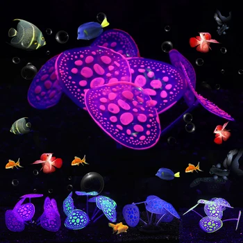 

Fish Tank Coral Ornament Glowing Algae for Aquarium Non-toxic Silicone quarium Decoration Brighten in light environment D30