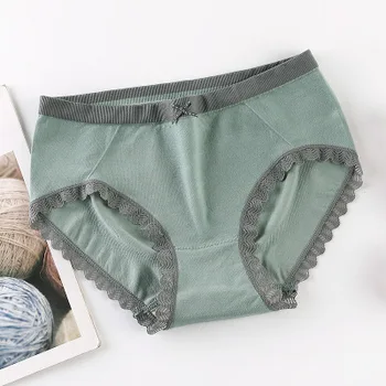 

New seamless underwear women's pure cotton lace sexy seamless breathable silk antibacterial crotch large size ladies briefs