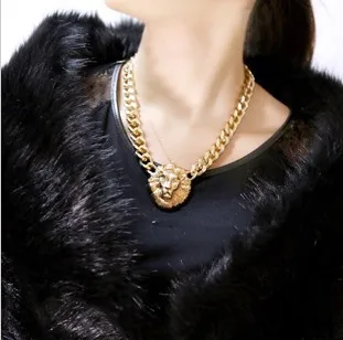 

C0378 Europe And America Big Brand Retro Lion Head Short Women's Clavicle Exaggeration Necklace Accessories Women's Fashion