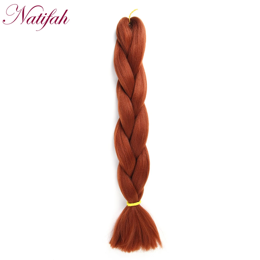 Natifah огромные синтетические волосы для наращивания 24 дюйма, вязанные крючком косички 100 г/шт - Цвет: #350