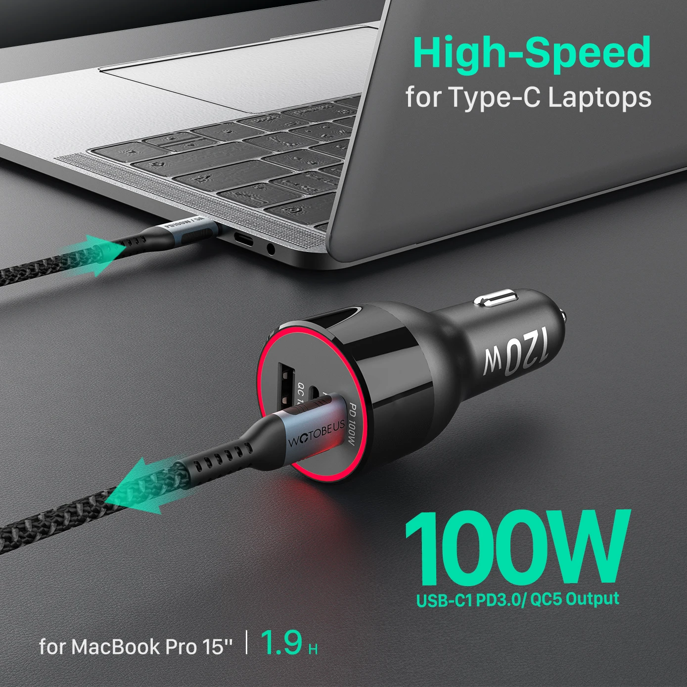 120W Fast Car Charger USB Quick Charge PPS/PD 100W/65W/45W/30W QC3.0 FCP 18W For Huawei Xiaomi TYPE C Iaptop Tablet iPhone 13/12