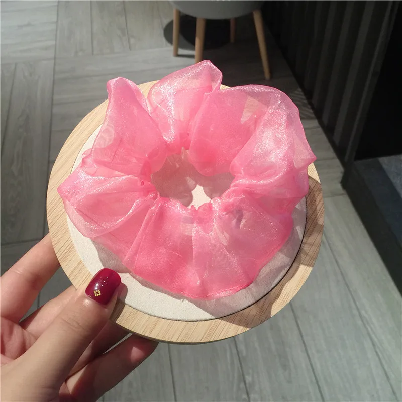 watermelon Новые женские фантастические блестящие резинки из органзы для больших волос, однотонные простые резинки для волос, винтажные резинки для волос в богемном стиле - Цвет: watermelon