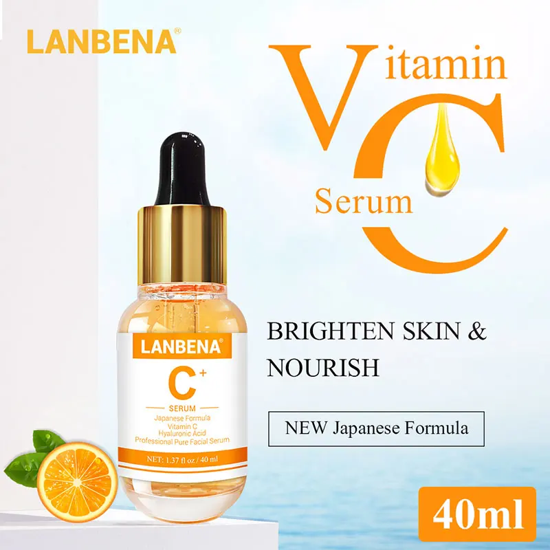 LANBENA Vitamin C Serum 40ml Whitening Facial Essence Remover Speckle Fade Dark Spots Brighten Nourishing Face 3