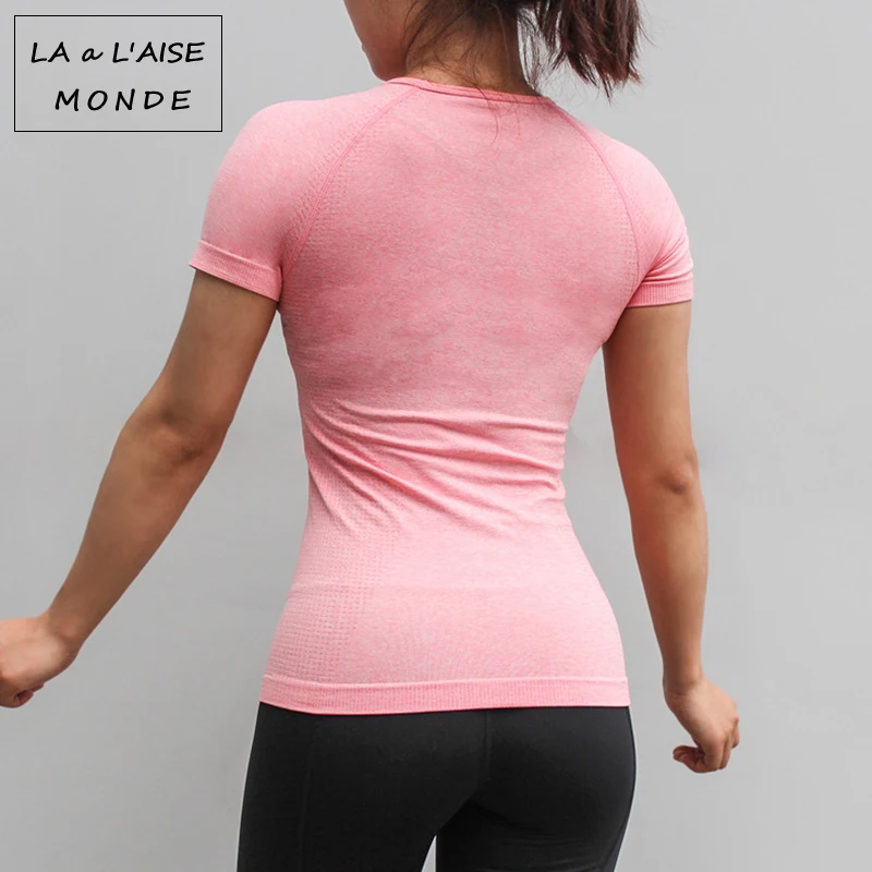  Fitness Women Seamless Sport Shirt Sports Wear For Women Gym Running Top Short Sleeve Yoga Workout 