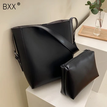

[BXX] PU Leather Bucket Bags for Women 2020 Branded Shoulder Handbags and Female Trending Cross Body Lux Trend Hand Bag 8A022