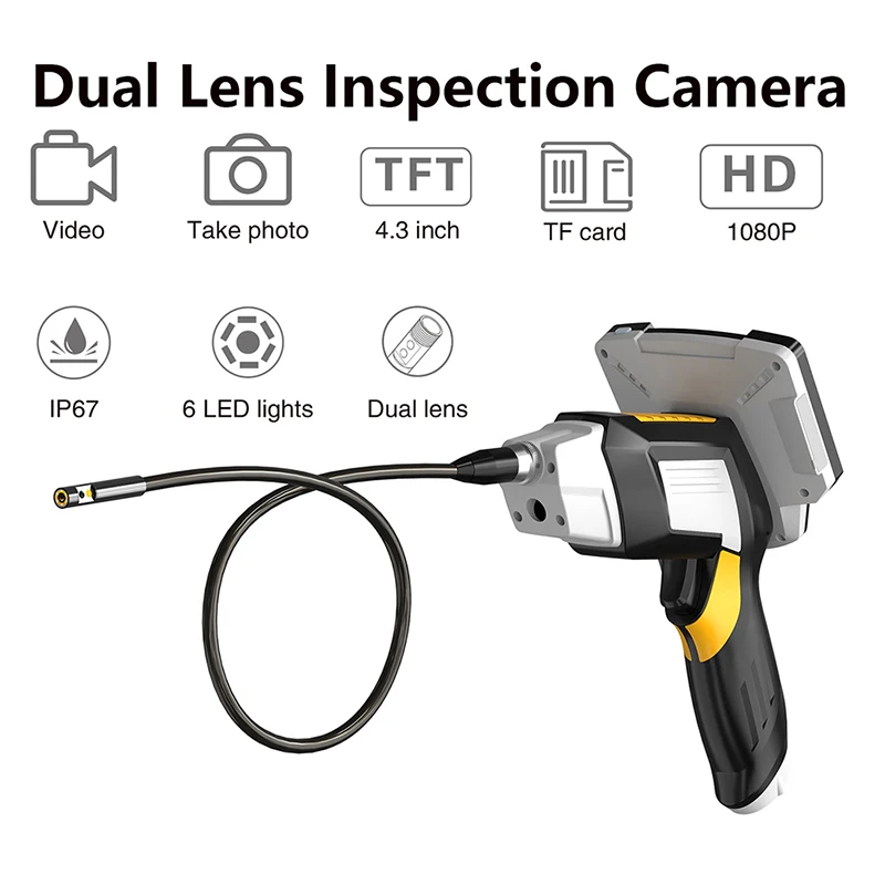 US $22.50 Type c Dual Lens USB Endoscope Camera Endoscopy Camera Rigid Endoscopic Camera Engine Drain Pipe Inspection Camera with Screen
