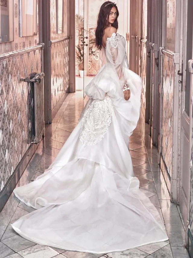 Весенние Свадебные платья русалки со съемным шлейфом уникальное кружевное платье невесты с длинным рукавом с открытыми плечами шикарные свадебные платья