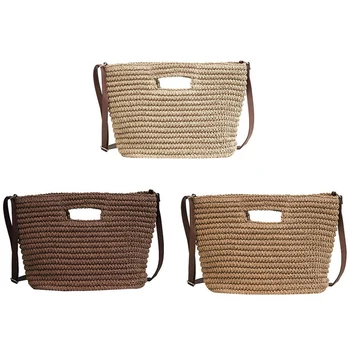

JHD-Women Summer Weave Straw Beach Shoulder Bucket Handbags Tote