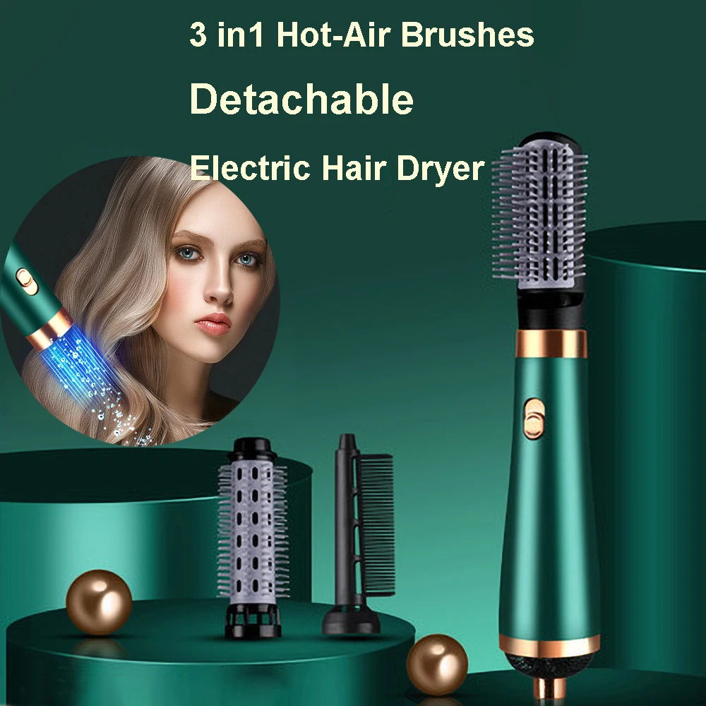 

3 in1 Hot-Air Brushes Detachable Electric Hair Dryer Brush For Hair Curling Straightening Negative Ion Hot Air Comb Hair Styler