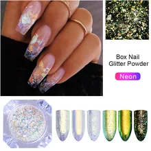 Born pretty, хамелеон неоновый блеск для ногтей зеркальный переливающийся лак для ногтей с блестками AB Цвет хром пигмент для ногтей порошок гель лак