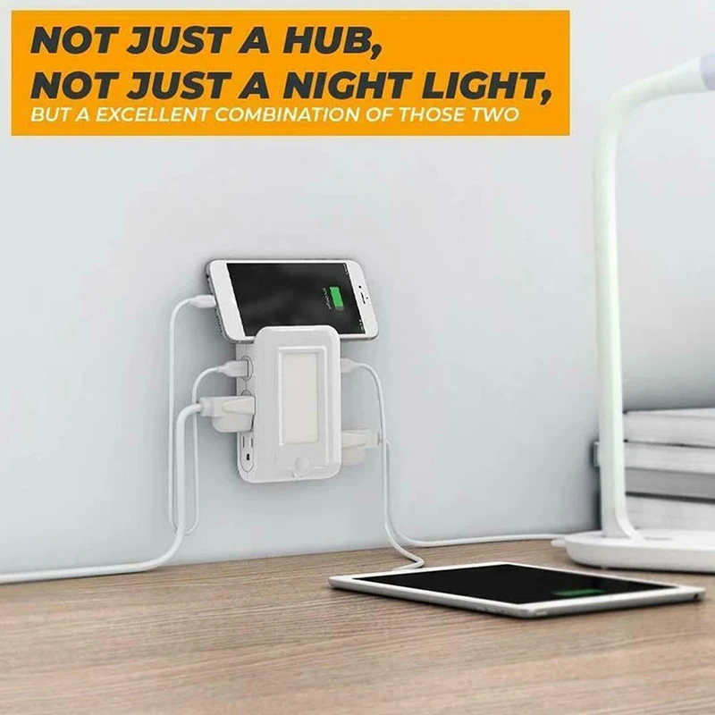 

LED Night Light Double USB Port Wall Outlet Charge Adapter Multifunctional Power Adapter Socket GY88