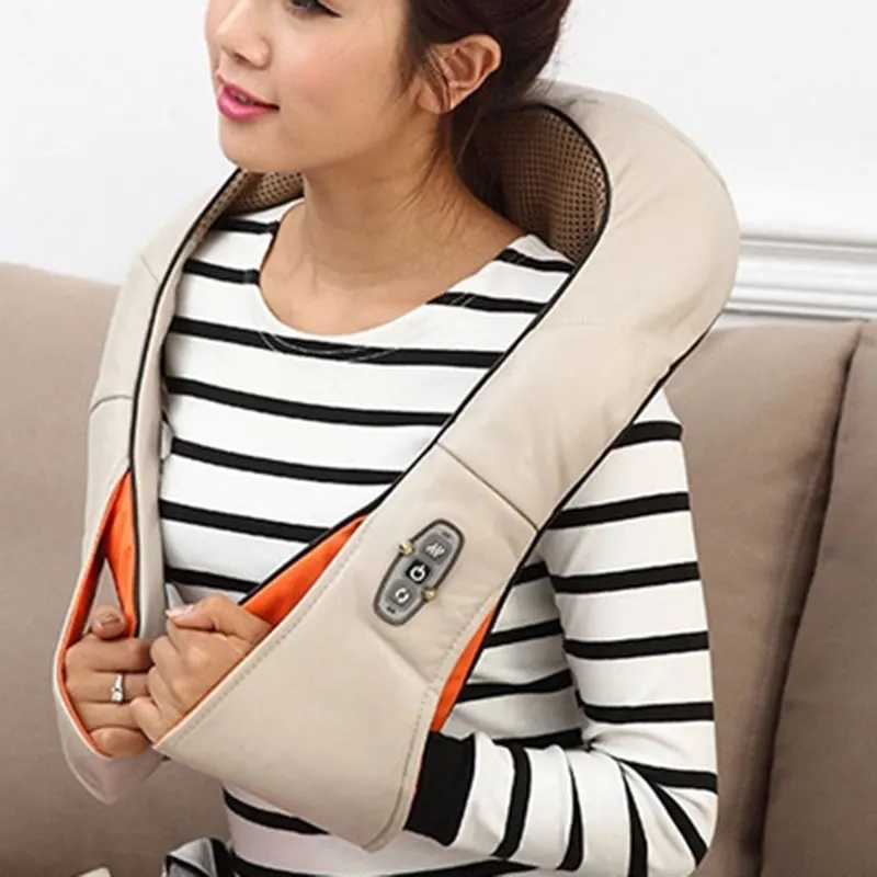

Practical Handy Multi-function Neck Massager Shiatsu Kneading Back Shoulder Massage with Heat for Muscles Pain Relief Relaxation