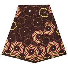 Африканский настоящий воск ткань новые поступления модный дизайн африканский настоящий голландский воск коричневый узор набивная ткань