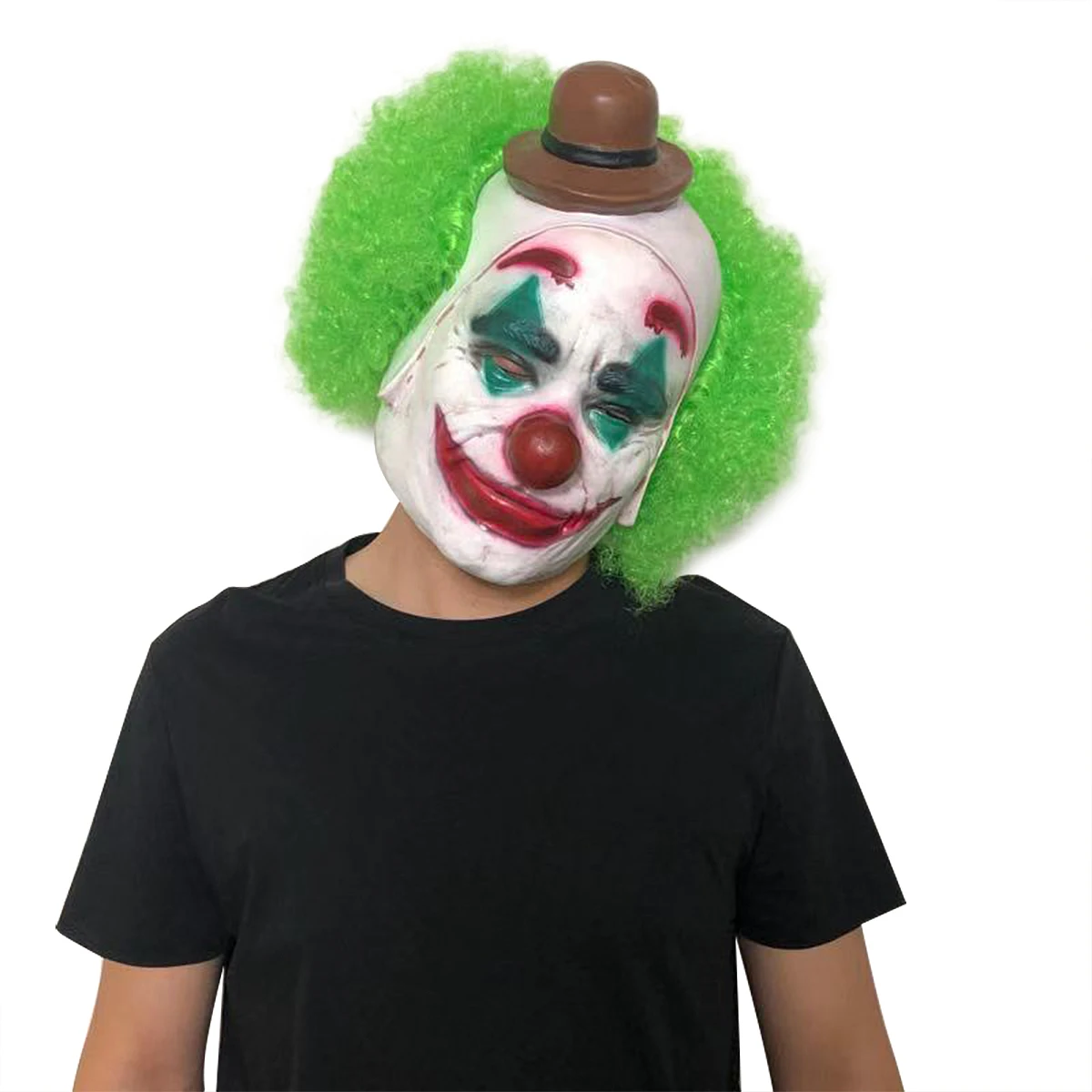 Yacn Джокер клоун маска латексная маска с зелеными волосами Хэллоуин костюм косплей для взрослых Косплей Маска