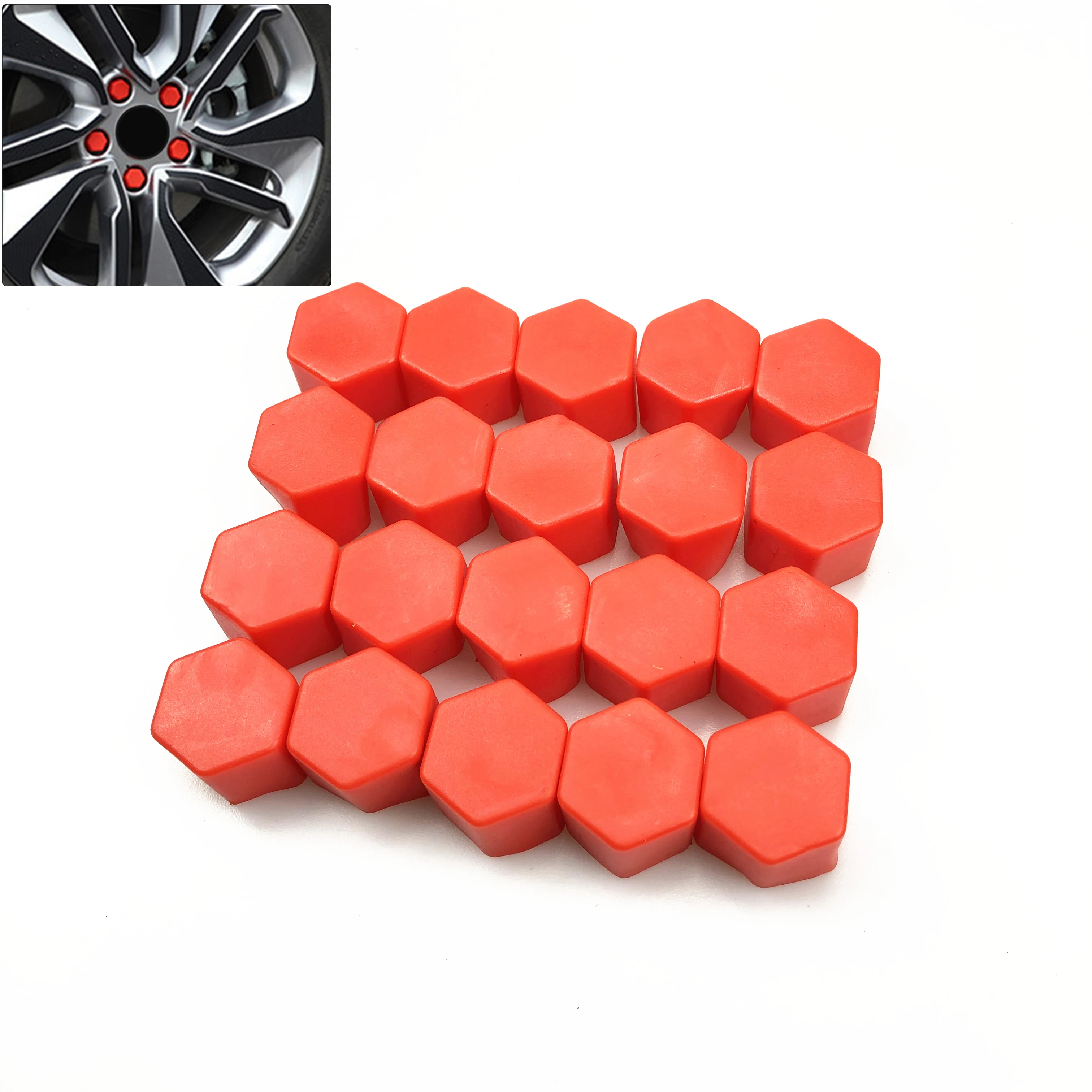 20pcs/package 17/19/21mm Silicone Hexagonal Socket Car Wheel Hub Screw Cover Nut Caps Bolt Rims Exterior Decoration Protection