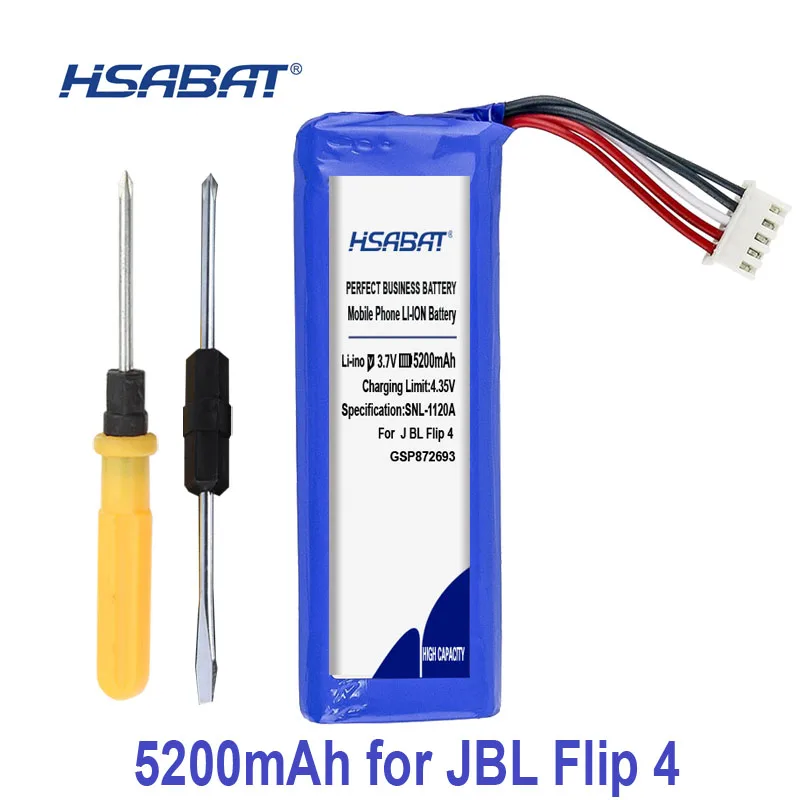 

100% Original HSABAT 5200mAh GSP872693 01 Battery For JBL Flip 4, Flip 4 Special Edition