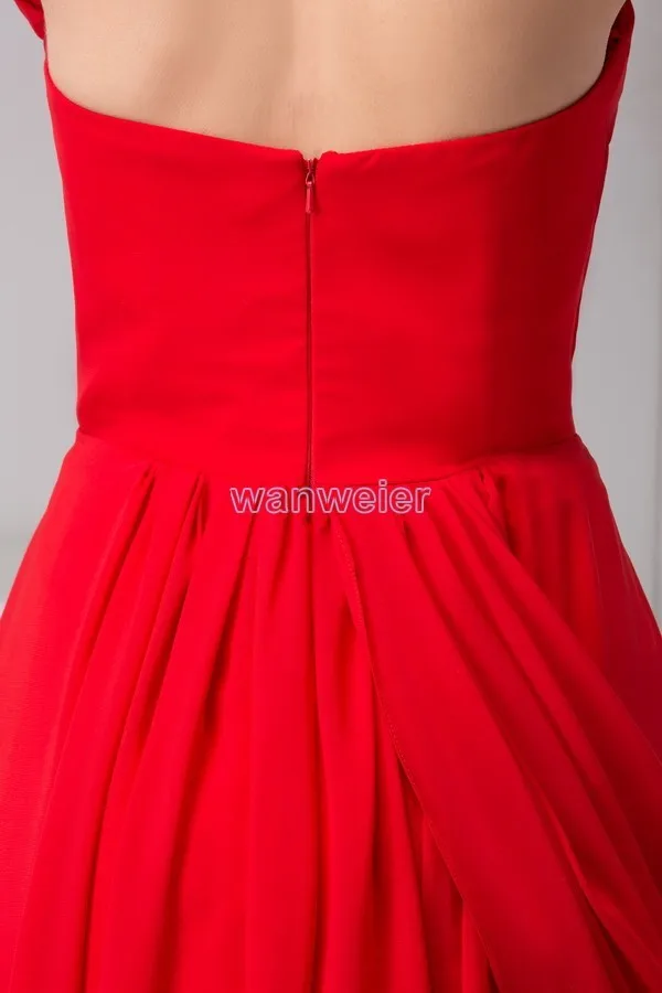Robe de soiree поступление Коралловое платье модный дизайн плиссированные открытые ноги настоящий красный сексуальный Пол Длина шифон Длинные свадебные платья