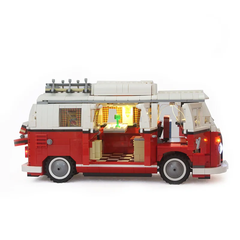 

Lepinblocks Technic T1 Camper Bus Constructions Cars Compatible 10020 King Building Blocks Led Light Self-locking Bricks Toys