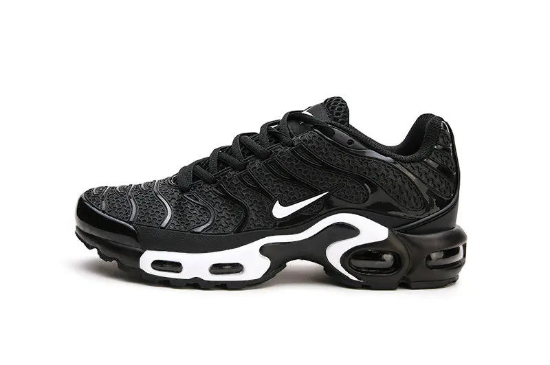 Оригинальные мужские кроссовки для бега Nike Air Max Plus TN, дышащие, не скользящие, кроссовки для спорта на открытом воздухе, фитнеса, бега - Цвет: Black and white