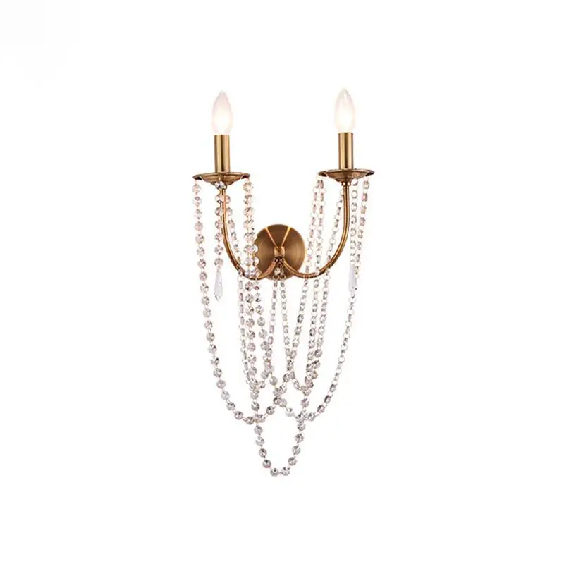 

Nordic Crystal Iron LED Wall Lamps Indoor Decor Sconces Bedroom Light Fixture Bedside Living Room Hotel Aisle Stairs Wall Light