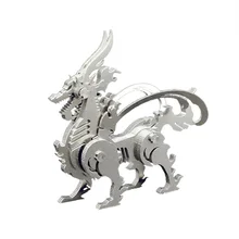 3d metal animal estilo quebra cabeça água clara golden beast kirin modelo de aço warcraft diy jigsaw brinquedos destacáveis presentes para crianças
