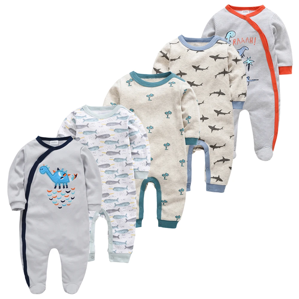 5 шт. пижамы для новорожденных девочек Пижама мальчика bebe fille хлопковые дышащие