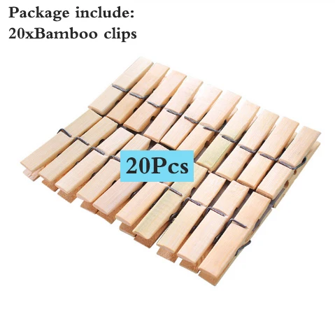 20Pcs Bamboo Сухие колышки для одежды прочные ветрозащитные пластиковые небольшие зажимы с корзиной для хранения сушки бамбуковый Пинцет зажим для белья LXX - Цвет: 20Pcs Bamboo