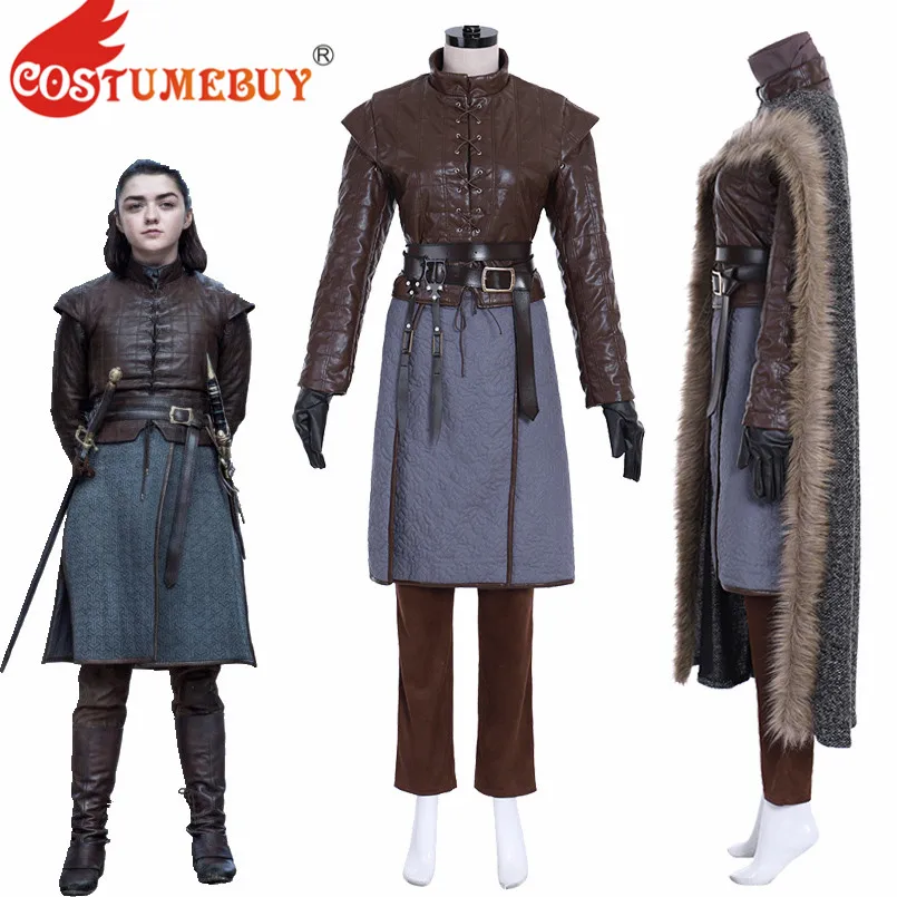 

CostumeBuy Game of Thrones 8 Cosplay Arya Stark Song Of Ice And Fire Costume Fu'll Set Women Halloween Outfits Custom Made