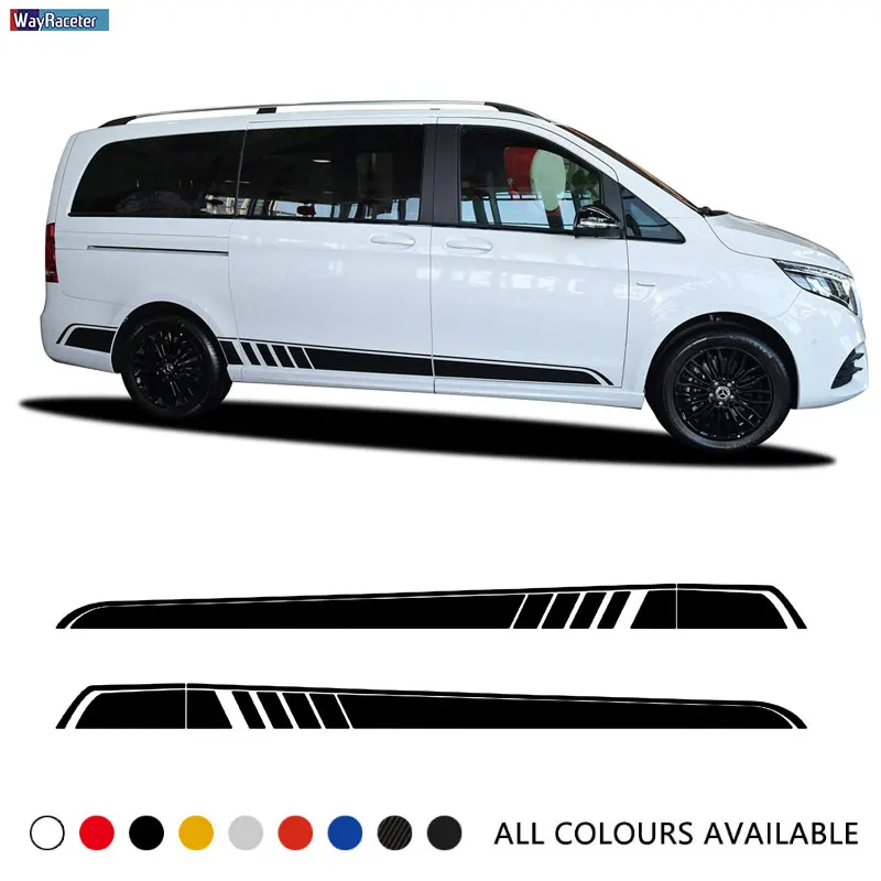 

2 Pcs Car Door Side Skirt Stripes Stickers Vinyl Decal For Mercedes Benz V Class Vito Viano W447 EQV V260 W639 W638 Accessories