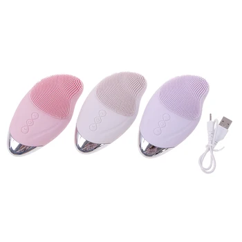 

1 Set Practical Fashion Heated Facial Cleansing Brush Silicone Sonic Electric Heating Facial Brush Pore Cleaner Skin Care Tool