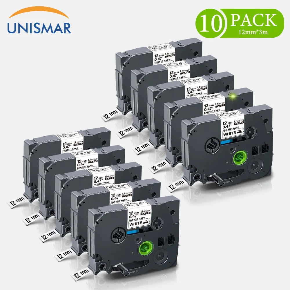 10PK TZe FA231 Ткань Утюг на этикетировщик 12 мм для Brother FA3 FA232 черная и белая GL H105 H100