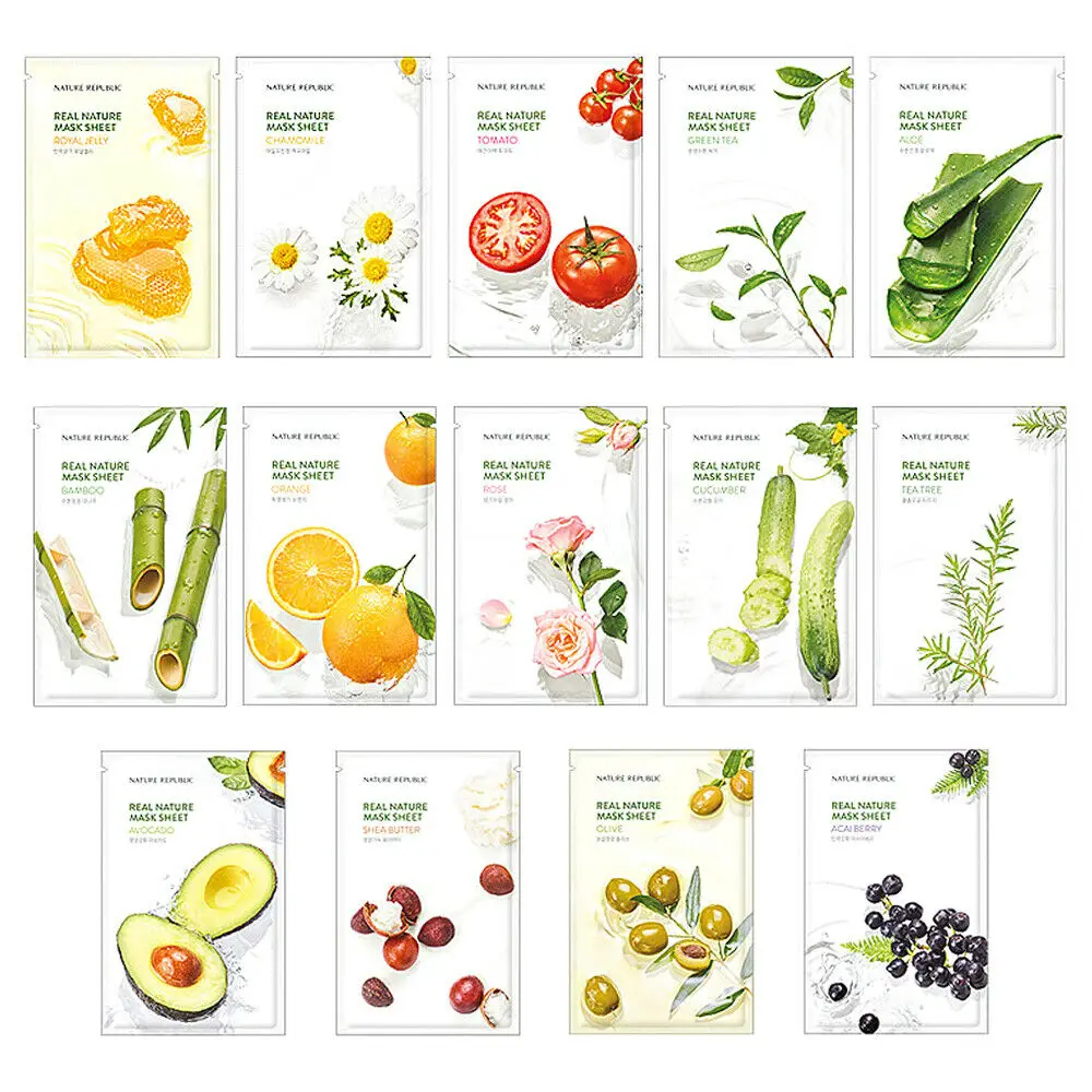 

NATURE REPUBLIC Real Nature Mask Sheet 1pcs Face Masks Moisturizing Oil Control Natural Essence Whitening Korea Cosmetics